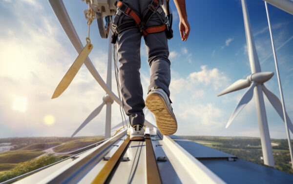 Sicherheit bei der Arbeit auf einem Windrad